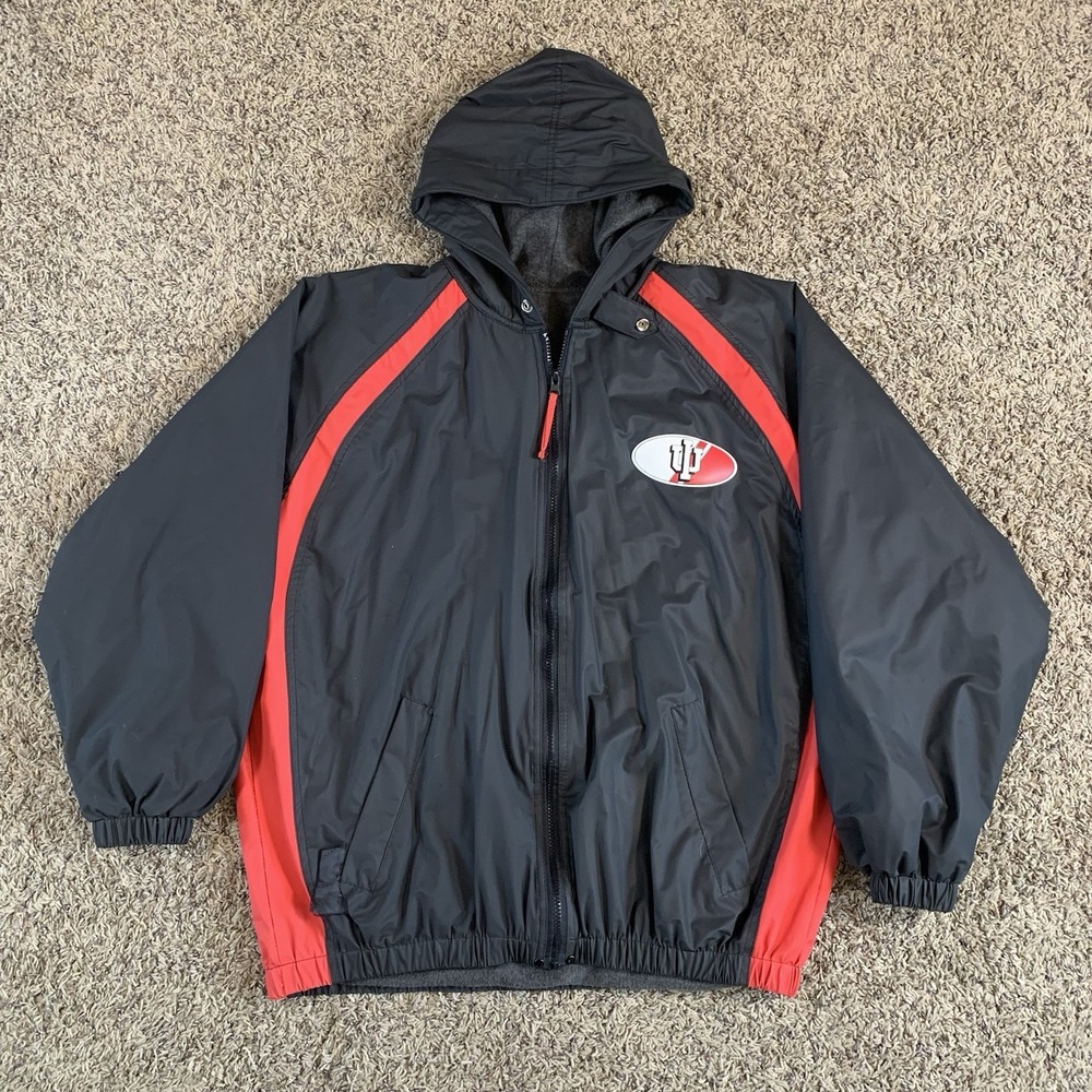 Vintage Indiana Hoosiers Jacket Mens Large Black Hooded Full Zip Logo NCAA
